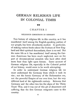 German religious life in colonial times | Lucy Forney Bittinger