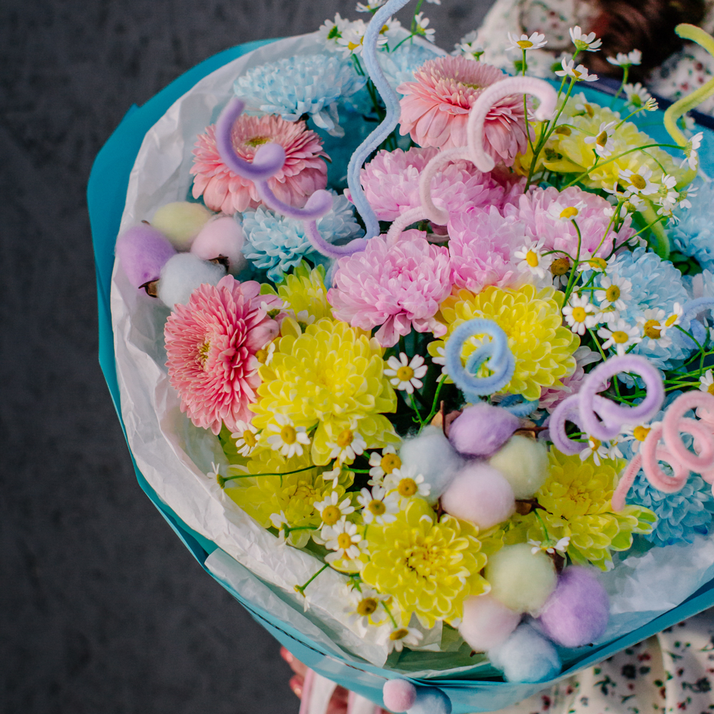 108. Нежный пастельный дофаминовый букет