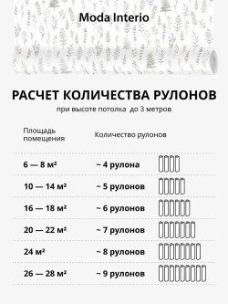 Обои виниловые на флизелиновой основе Provance (Moda Interio), прованс веточки серые, для спальни, метровые