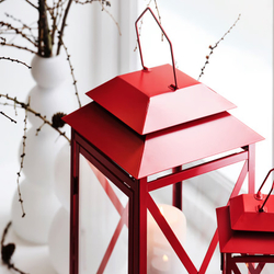 ВИНТЕРФИНТ VINTERFINT Фонарь 22 см для свечи, красный