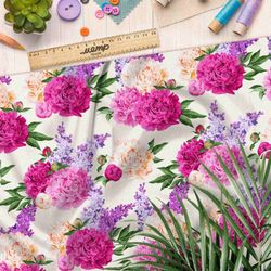 Ткань шифон насыщенные пионы