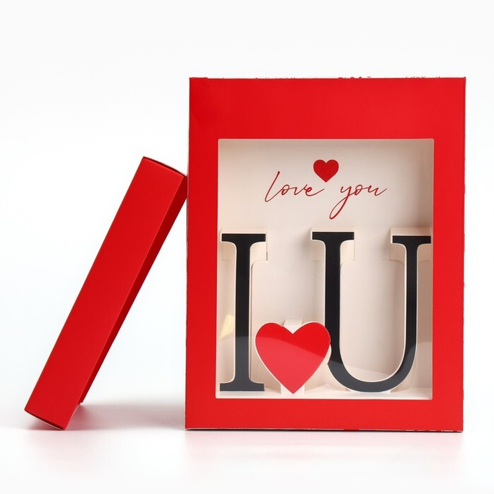 Коробка складная с 3D эффектом «Love you», 18 х 14 х 23 см