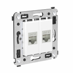 Компьютерная розетка RJ-45 без шторки в стену, кат.6 двойная экранированная, "Avanti", "Белое облако"