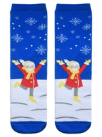 Махровые женские носки с рисунком в виде девочки Лапландия (Размер: 23) (Цвет: синий)