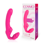 Розовый безремневой страпон с 9 режимами вибрации