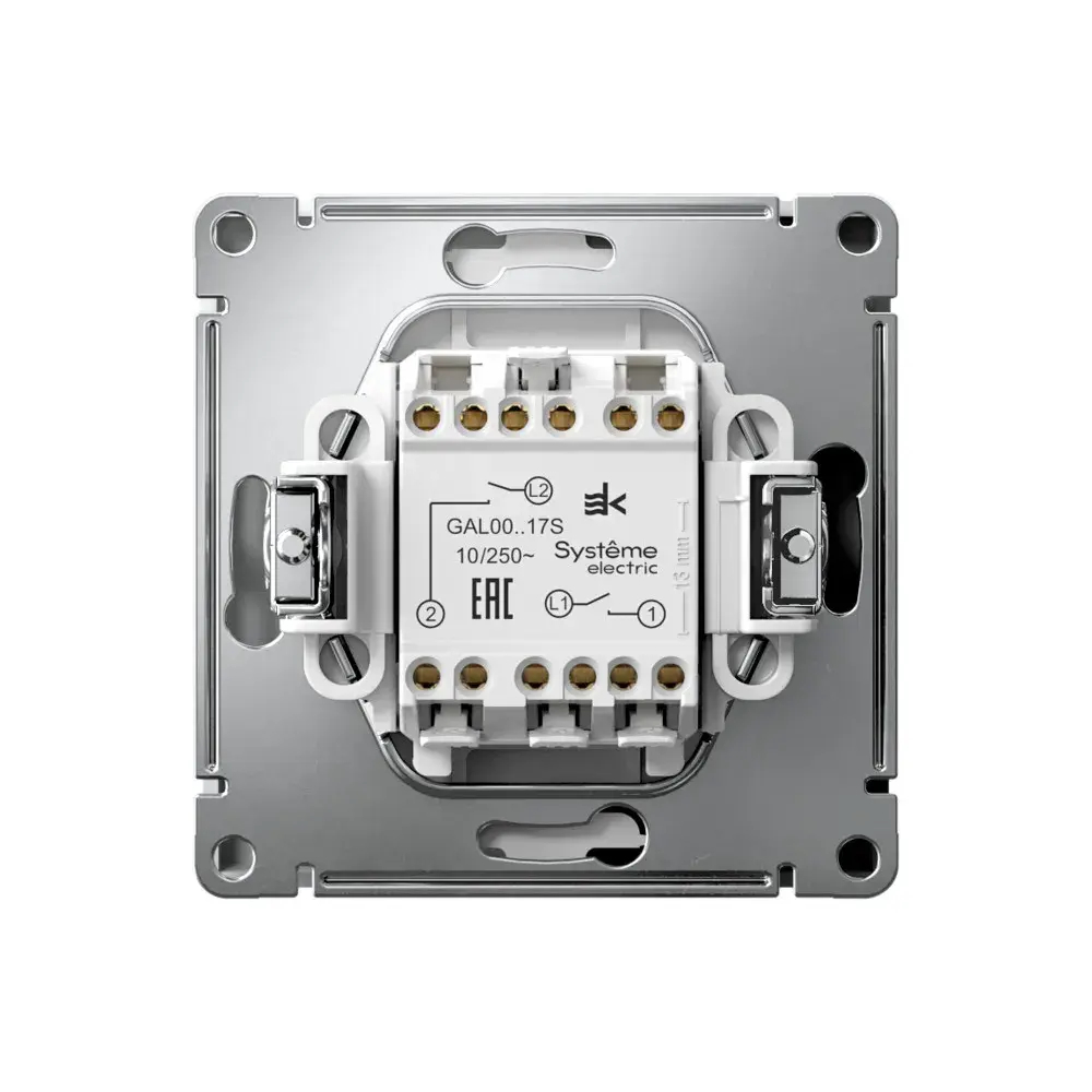 ARTGALLERY 2-клавишный ВЫКЛЮЧАТЕЛЬ КНОПОЧНЫЙ, 10АХ, механизм, быстрозажим. клем., ЛОТОС