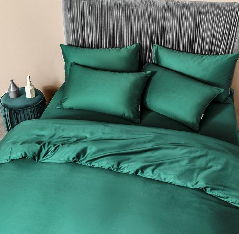 ZEPHYR HOME Двуспалка Египетский хлопок (простыня на резинке) изумруд