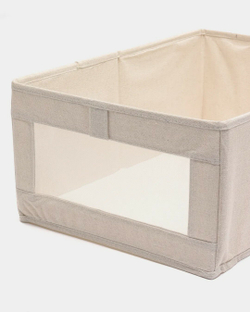 Органайзер для хранения вещей одежды, коробка для полотенец белья с окном, ящик для хранения 40х27х17см, серый