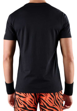 Мужская теннисная футболка Hydrogen Court Cotton T-Shirt - black/orange tiger