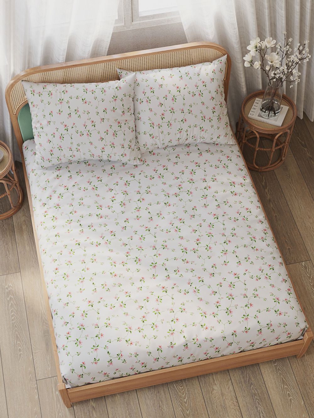 Постельное белье перкаль Сказка "Весна" евро  Наволочка 50х70 см 2 шт Простынь  240x215 см Пододеяльник 200x215 см