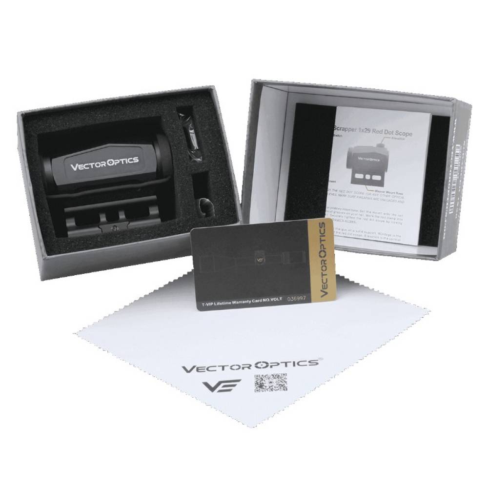 Коллиматорный прицел Vector Optics Scrapper 1x29 (закрытый, объектив 29мм, 2МОА, точка красная, weaver, IP67)