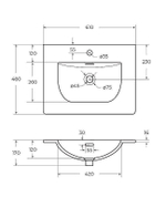 Тумба с раковиной BelBagno 60 UNO-600-2C-SO-СO+BB-8099-60 бежевая матовая