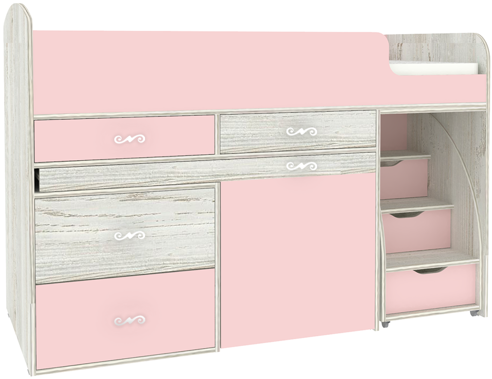 Кровать-чердак КарИВи Малыш 6 Винтерберг Розовый