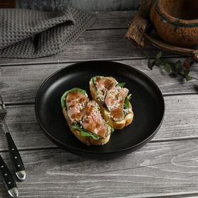 Тарелка с бортом d=23 cм,фарфор "NOBLE" серия "Fine Plus-Black Sand"