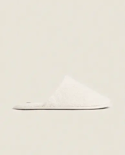 ZARA HOME ТАПОЧКИ ИЗ МАХРОВОЙ ТКАНИ, ПЕСОЧНЫЙ