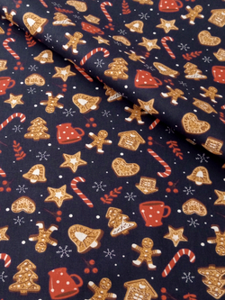 Ткань бязь плательная, рис. "Новогодние пряники", ширина 150 см, арт. 891