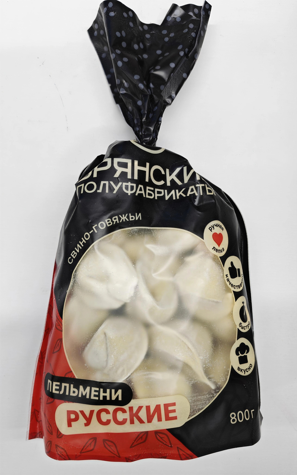 Пельмени "Русские" 800гр, РУЧНАЯ ЛЕПКА ИП Сидоренко А.А.