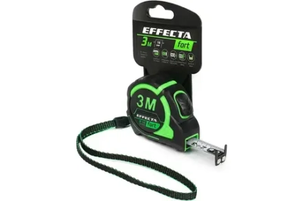 Рулетка автостоп с магнитом,лента нейлон 2-сторон шкала 3мх16мм EFFECTA Fort 581316