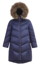 Зимнее пальто PULKA с натуральной опушкой, цвет синее мерцание