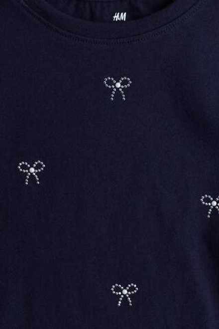 H&M Футболка с контрастными деталями, темно-синий