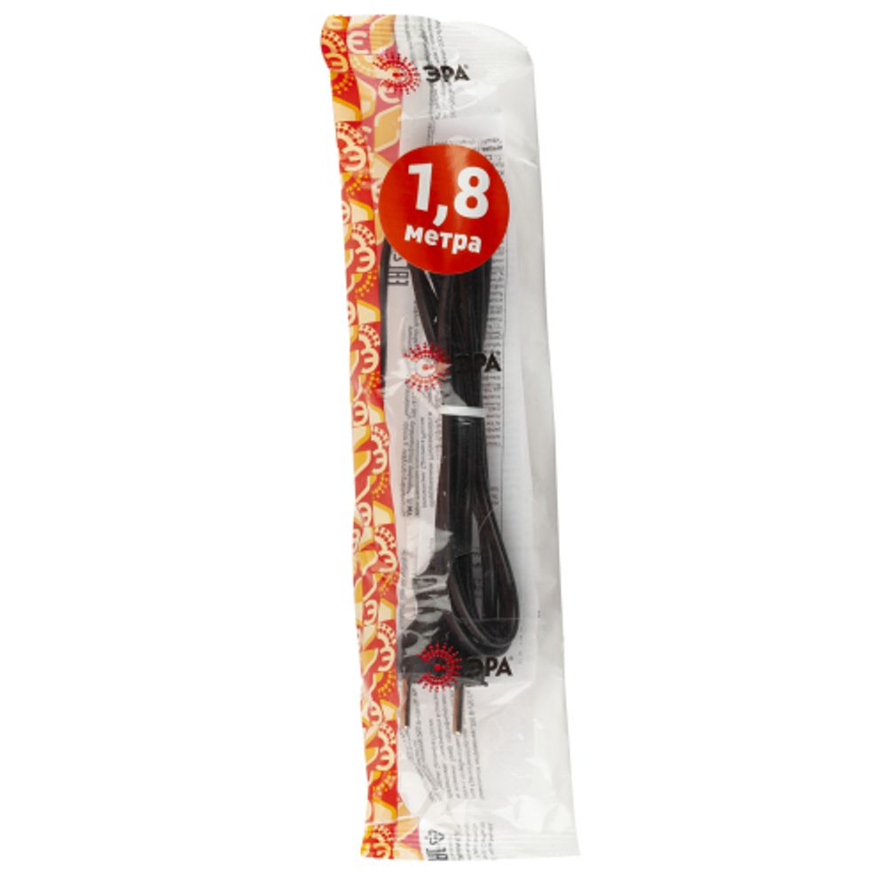 Шнур для бра ЭРА UX-ШВВП-2x0,75-1,8m-B 1,8м ШВВП 2x0,75мм2 черный
