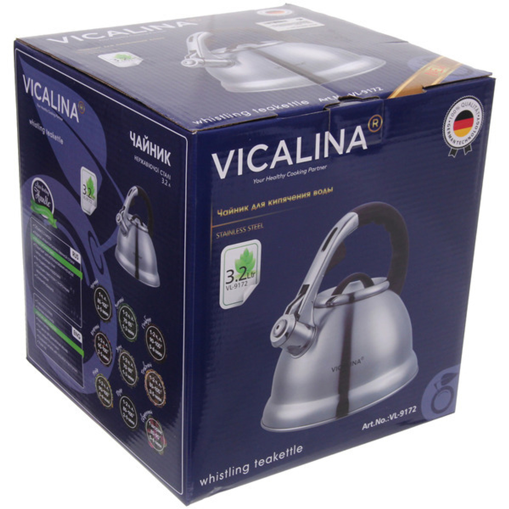 Чайник из нержавеющей стали 3,2л «Vicalina» глянцевый VL-9172