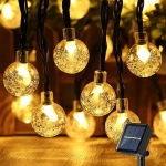 Гирлянда для улицы «Роса» 3м, 20 ламп LED чёрный провод, 2 реж, IP-55, Теплый белый (солнечная батарея).