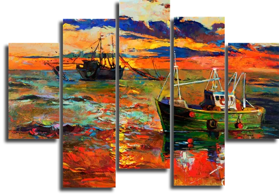 Модульная картина "Рыболовное судно"