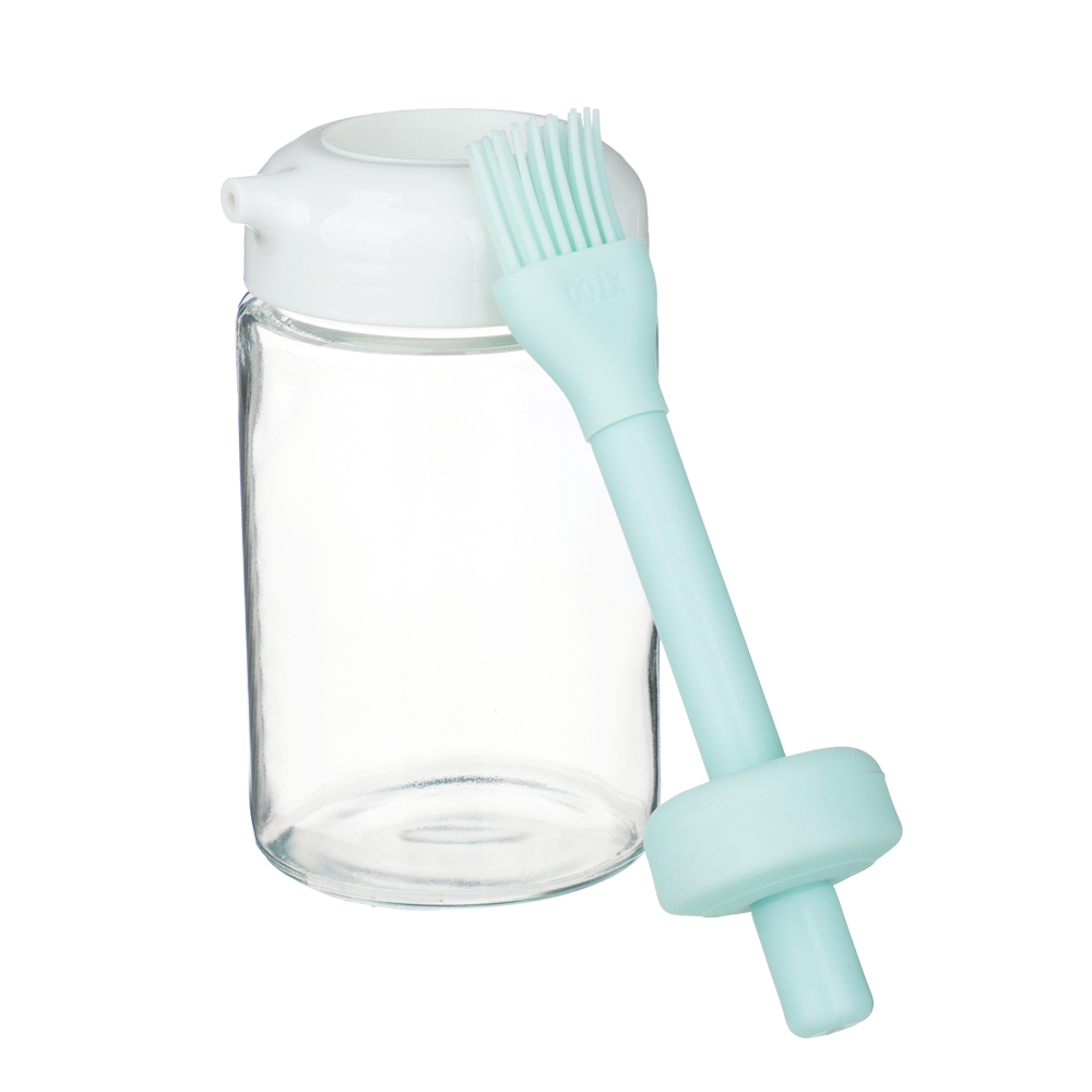 VETTA Банка для масла с кисточкой, 250 мл, стекло, пластик, силикон, зеленый