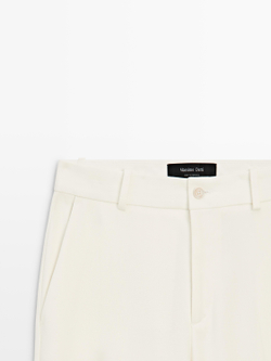 Massimo Dutti Прямые струящиеся брюки, кремовый