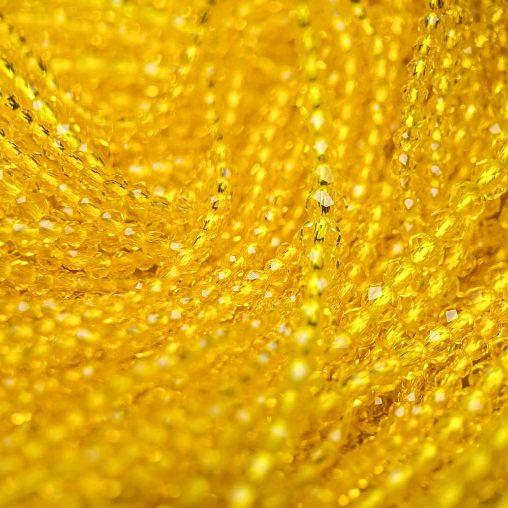 ш3-ж Шпинель синт. желтая 3мм, шар, микроогранка, нить 38см