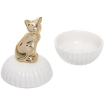 Шкатулка керамическая «GOLD Podarok», кошка, цвет белый, 8*13*3см (в инд. коробке)