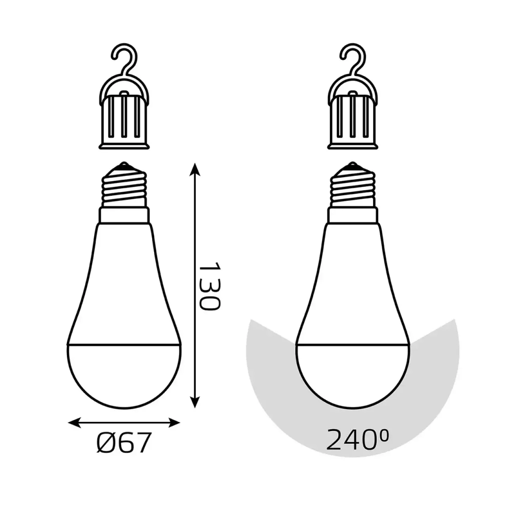 Лампа Gauss Led A60 10W E27 640 lm 3000K с Li-lon аккумулятор.102402100