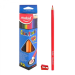 Карандаши цветные 12 цв., "Графика" деревянные, трехгранные, заточенные, точилка, грифель 3.0 мм, картон. уп., европодвес