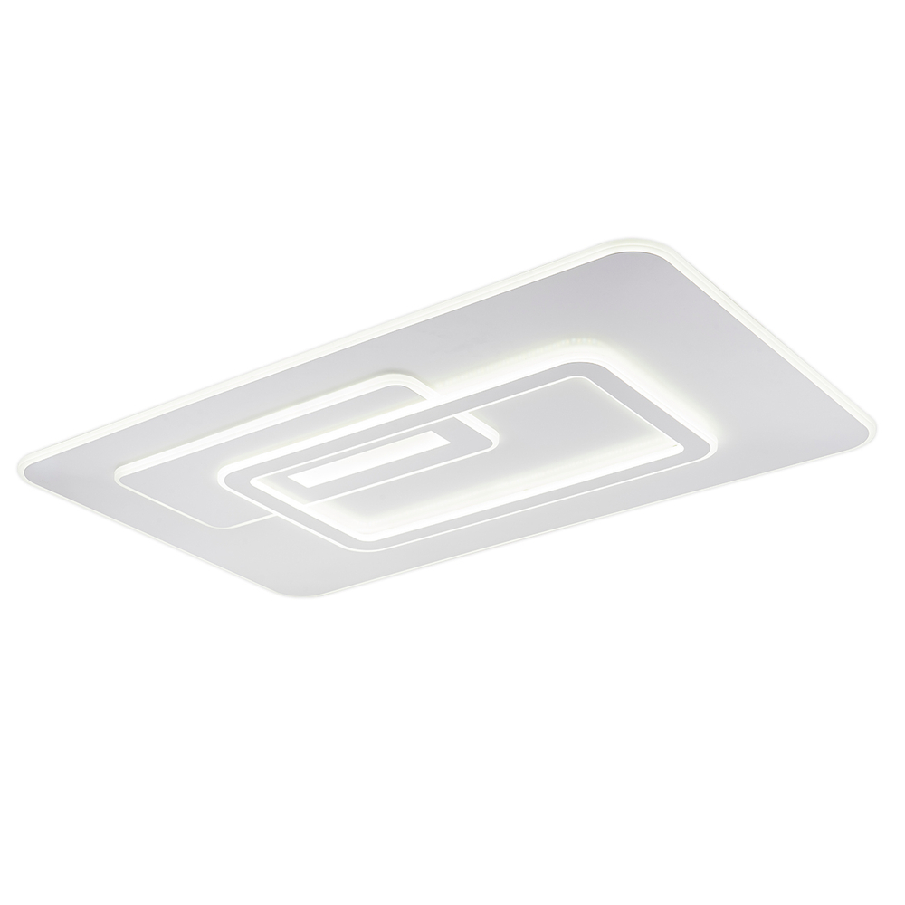 Потолочный светодиодный светильник 182Вт, 6010лм, 3000/4200/6400K, Ra>80, плавная регулировка мощности, изменение цветовой температуры, ночник, металл/акрил, белый