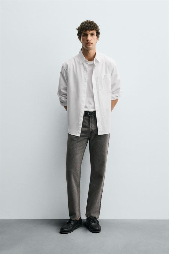 ZARA ДЖИНСЫ STRAIGHT FIT REGULAR, СЕРЫЙ
