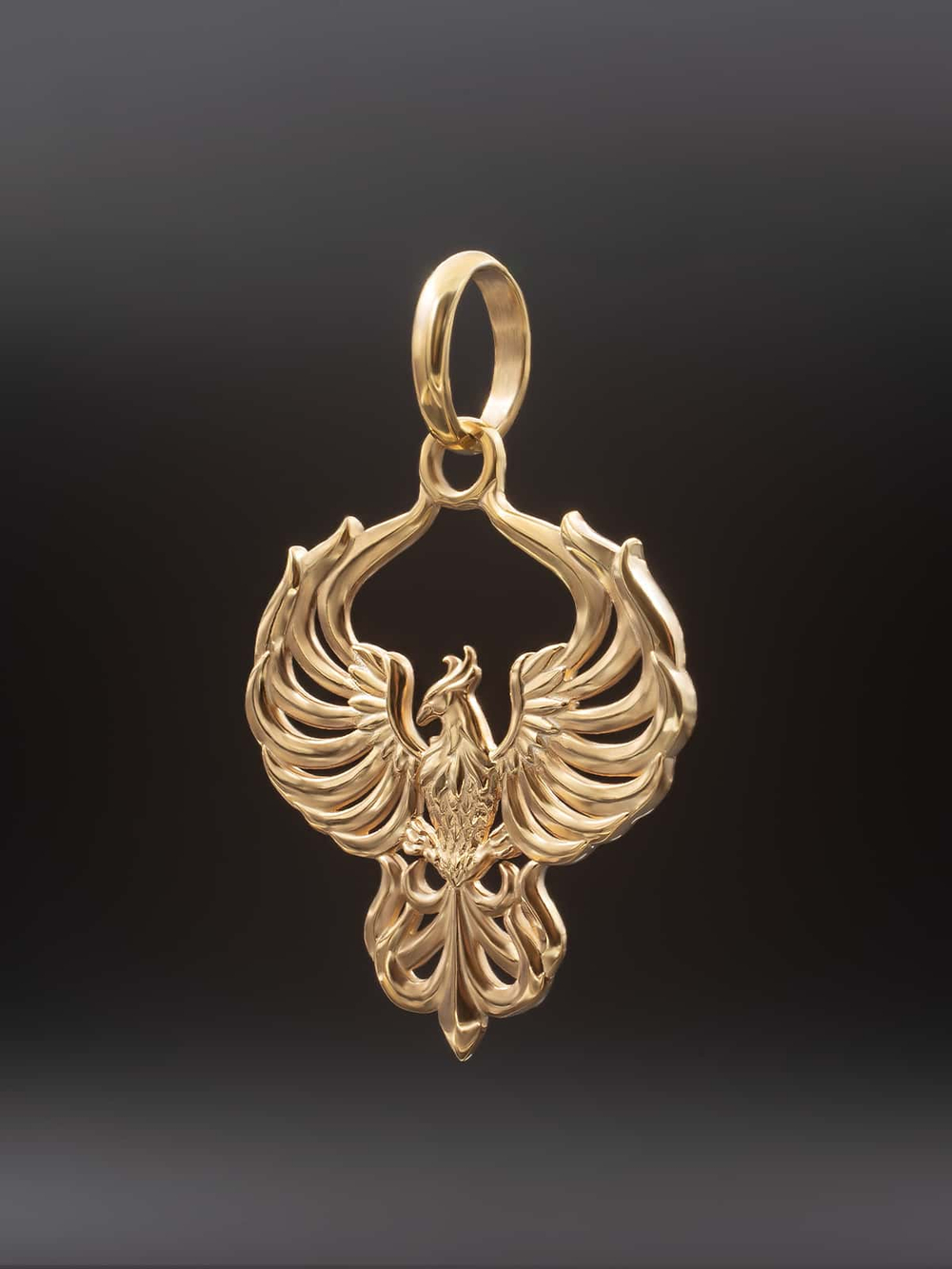 Подвеска птица феникс из серебра с позолотой