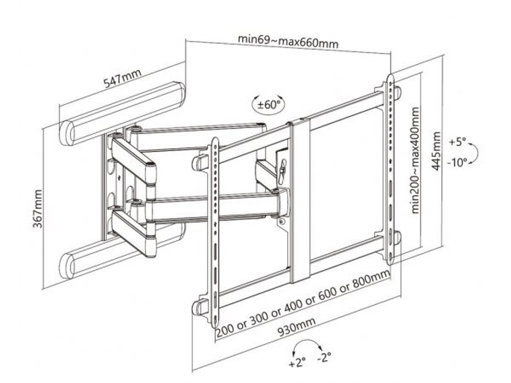 Настенный выдвижной кронштейн Exell EXi-X9086