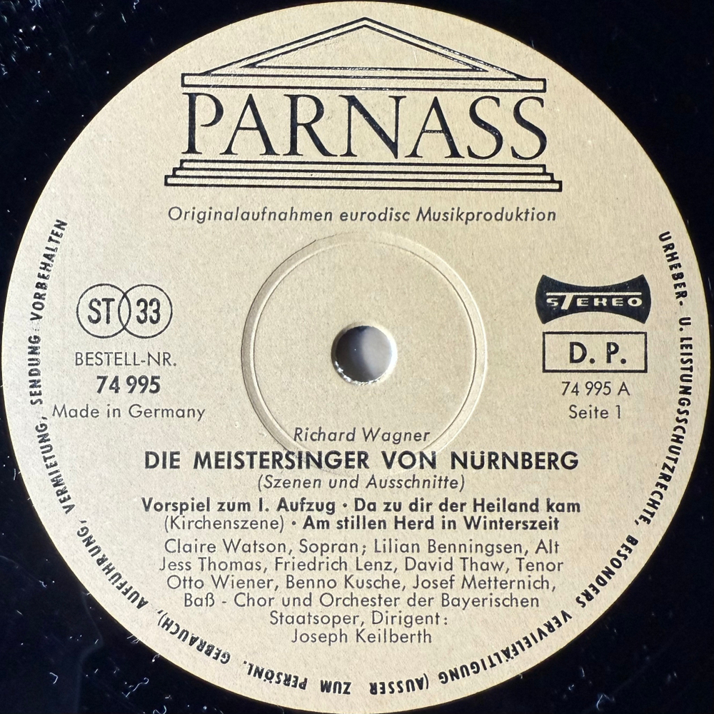 Вагнер - Нюрнбергские мейстерзингеры 2LP (Германия 1967г.)