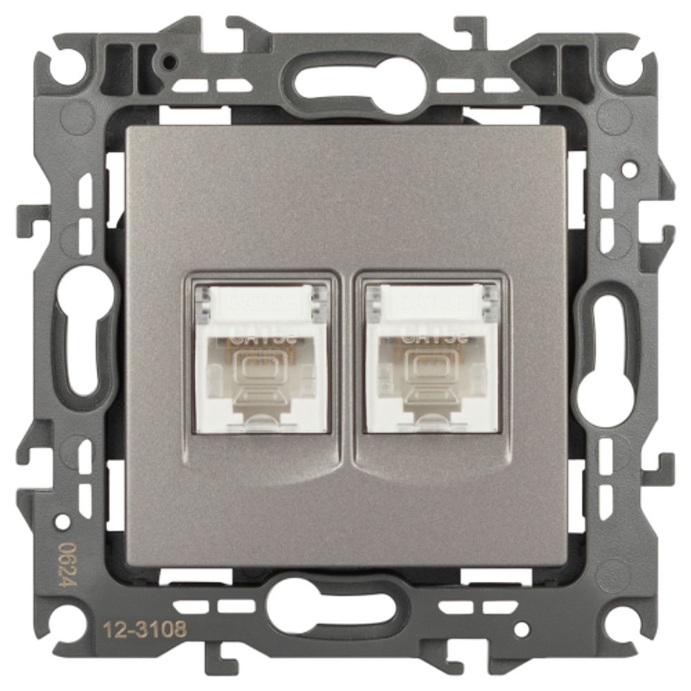 Розетка ЭРА Серия 12 12-3108-16 информационная двойная 2XRJ45 титан
