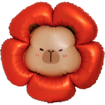 Шар Фольгированный Капибара цветок красный (Красный)