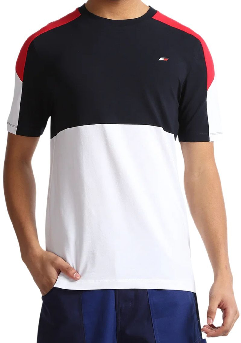Мужская теннисная футболка Tommy Hilfiger Global Stripe Colourblock - разноцветный
