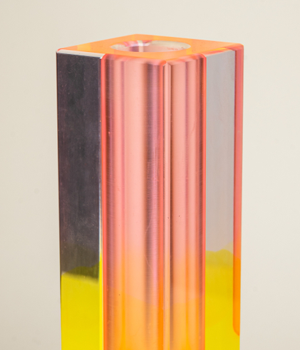 Ваза/Подсвечник из акрила 5 х 5 х 20 Оранжево-желтый