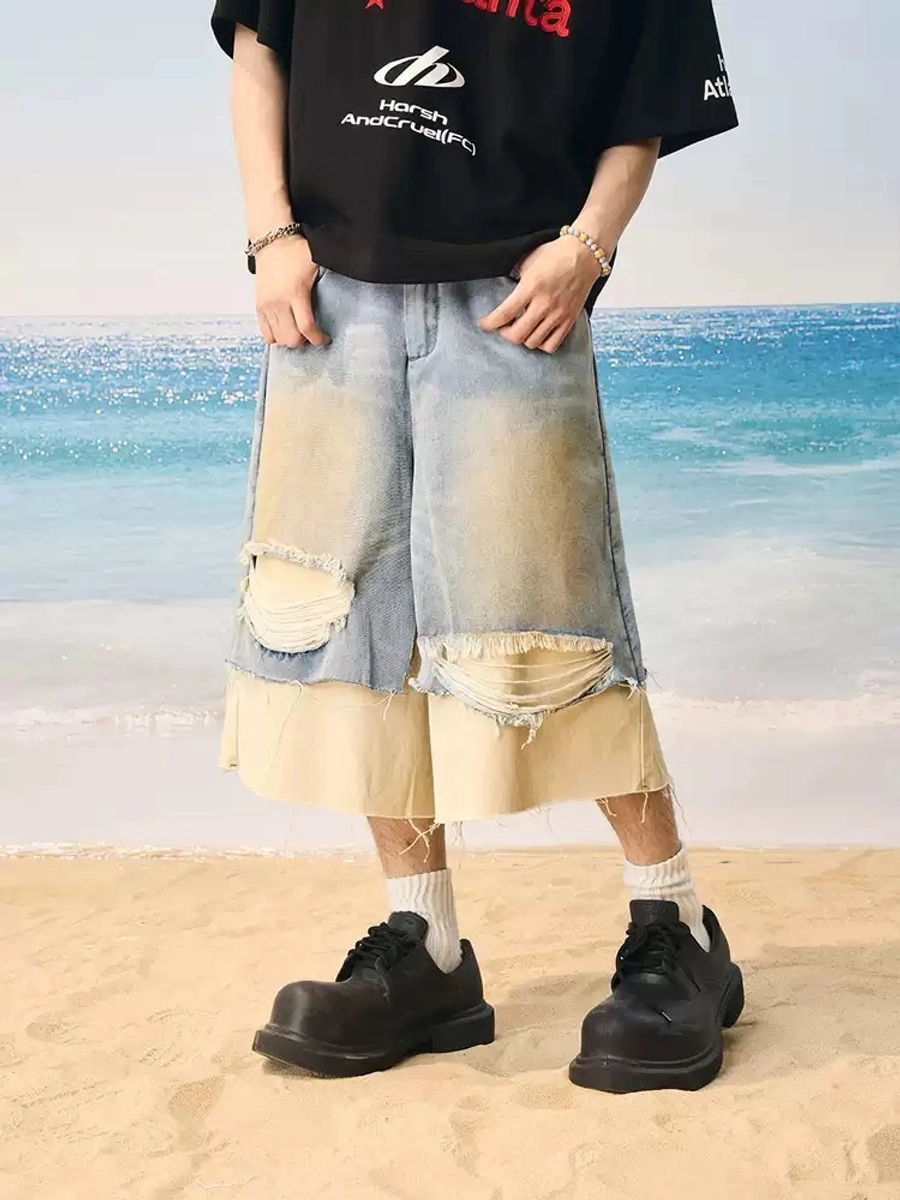Джинсовые шорты HARSHandCRUEL Deconstructed Distressed Denim Jorts