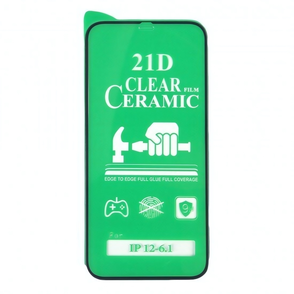 Стекло Ceramic iPhone 12/12 Pro противоударное, в тех.упак. (в комп. 25 шт), 012537 Черный