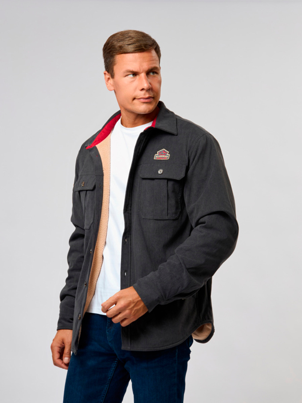 Рубашка вельвет Alaskan с меховой подкладкой, бордо L