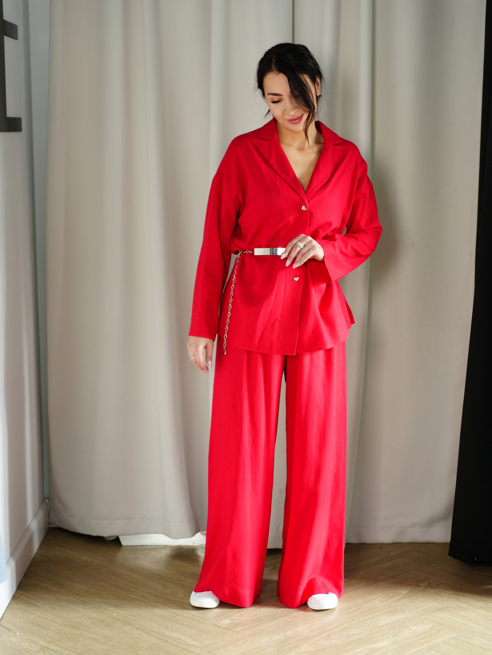 Блуза "Роскошь природы" изо льны в красном