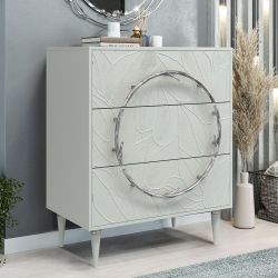 Комод Арт Колор leaves Классик Сильвер с 3 ящиками Серый дым