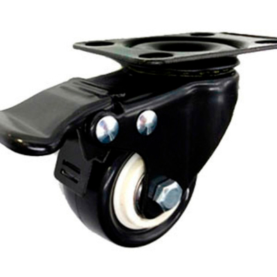 Ролик мебельный на площадке d=50мм (40кг) поворотная площадка с подшипником , черный SCztb 25 с тормозом