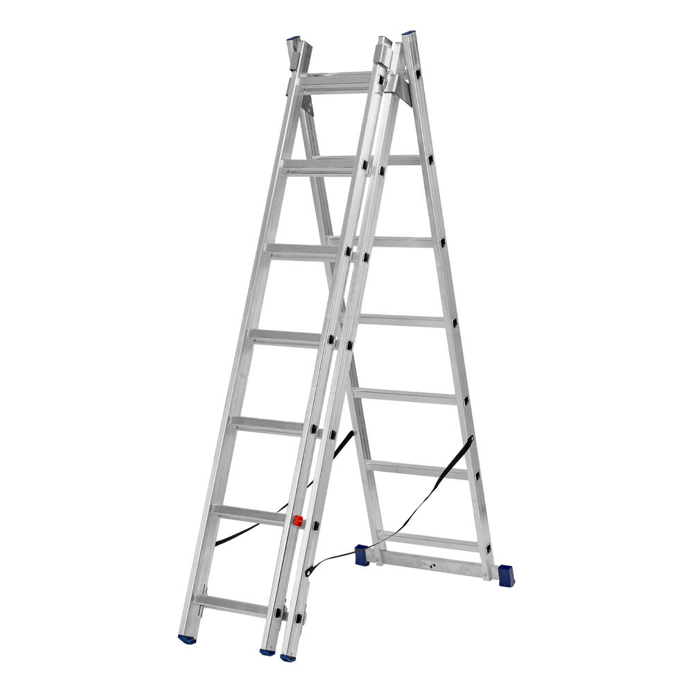 Лестница Сибртех трехсекционная 7 ступеней, алюминиевая